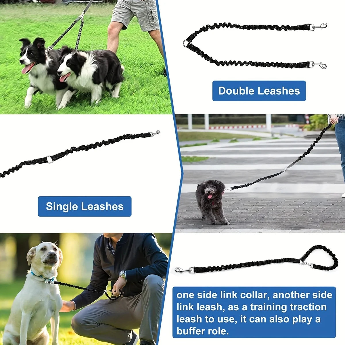 Durable Double Dog Leash – Adjustable Reflective Design for Safe Evening Walks