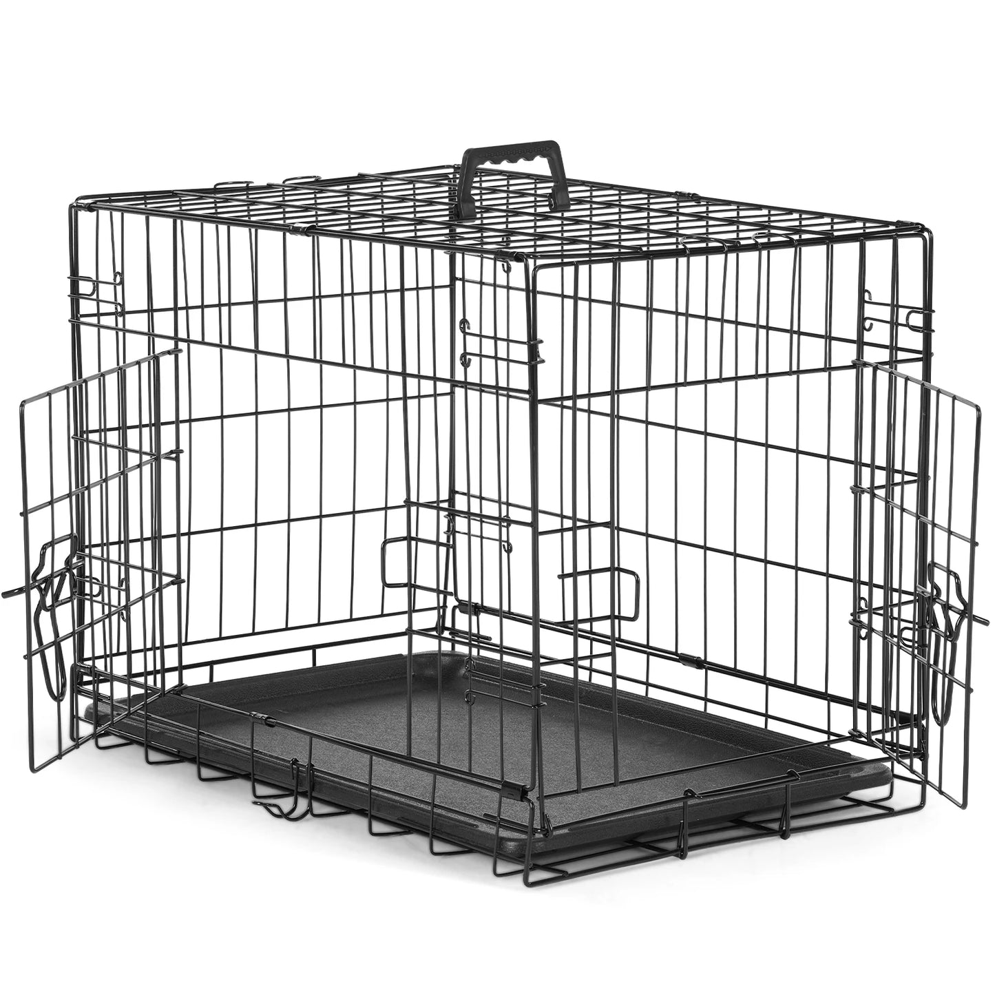 JHK Extra Large Folding Metal Dog Crate with Double Doors & Leak-Proof Tray