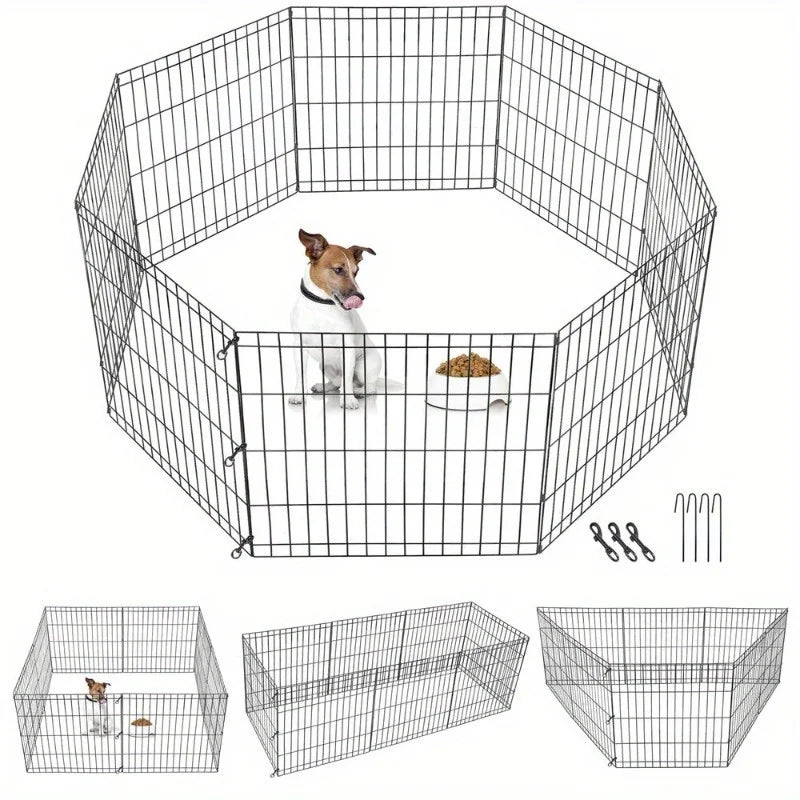 24" 8-Panel Dog Playpen Fence for Puppies & Small Pets