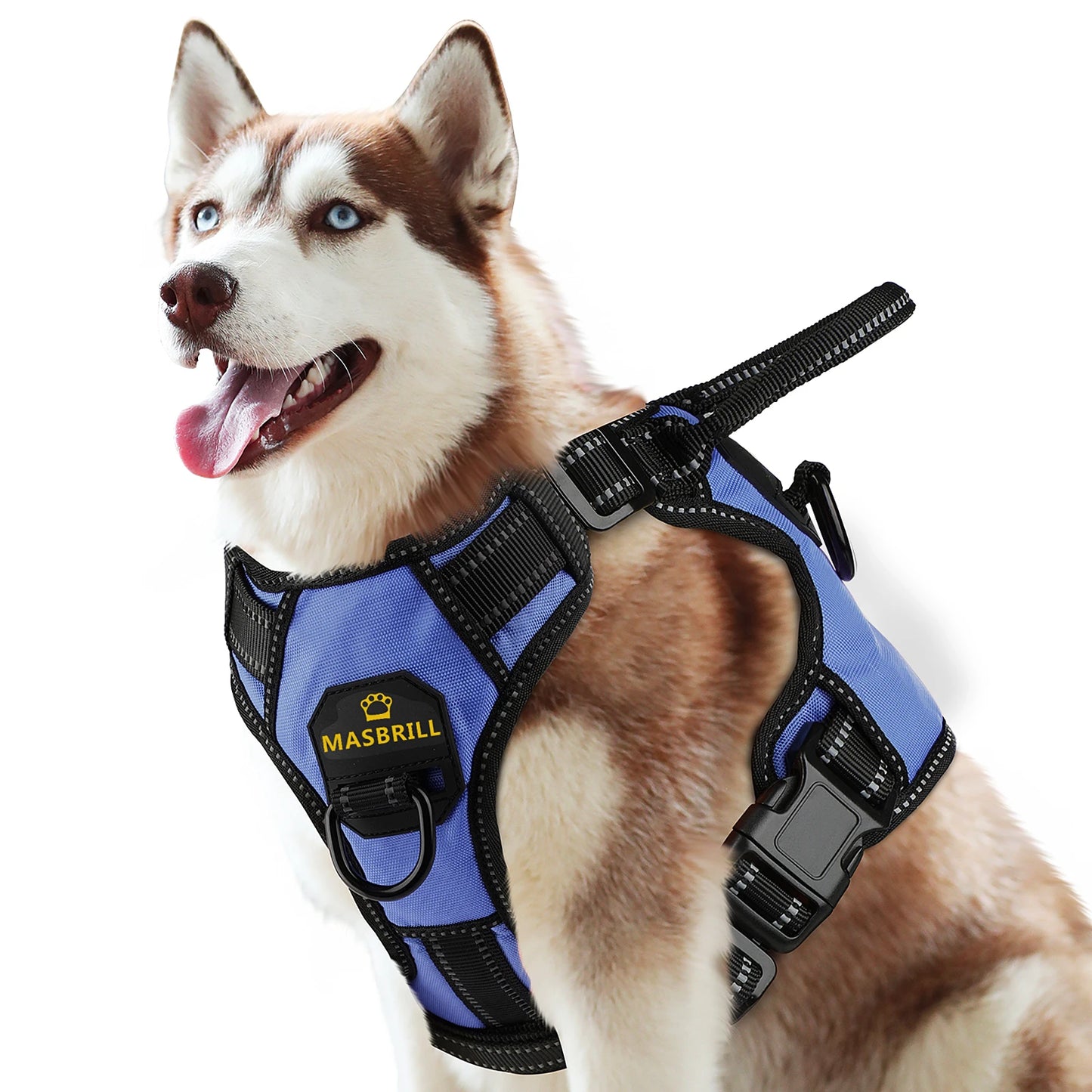 Masbrill No-Pull Adjustable Dog Harness with Reflective Straps & Optional Leash