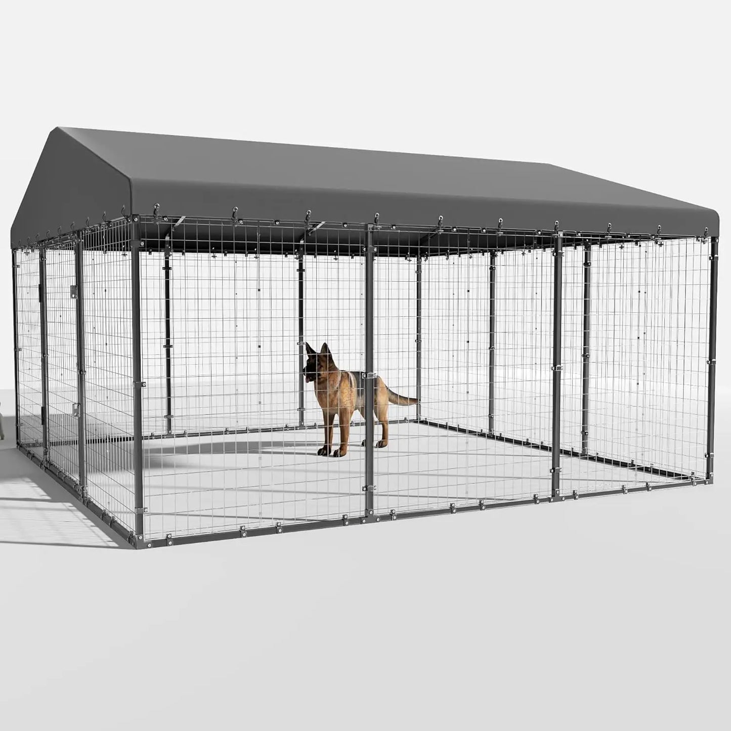 Large Heavy-Duty Outdoor Dog Kennel with Roof and Double Door Fence