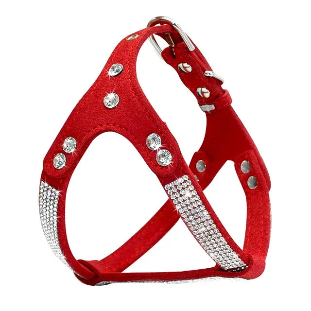 Rhinestone Suede Dog Harness for Small & Medium Breeds