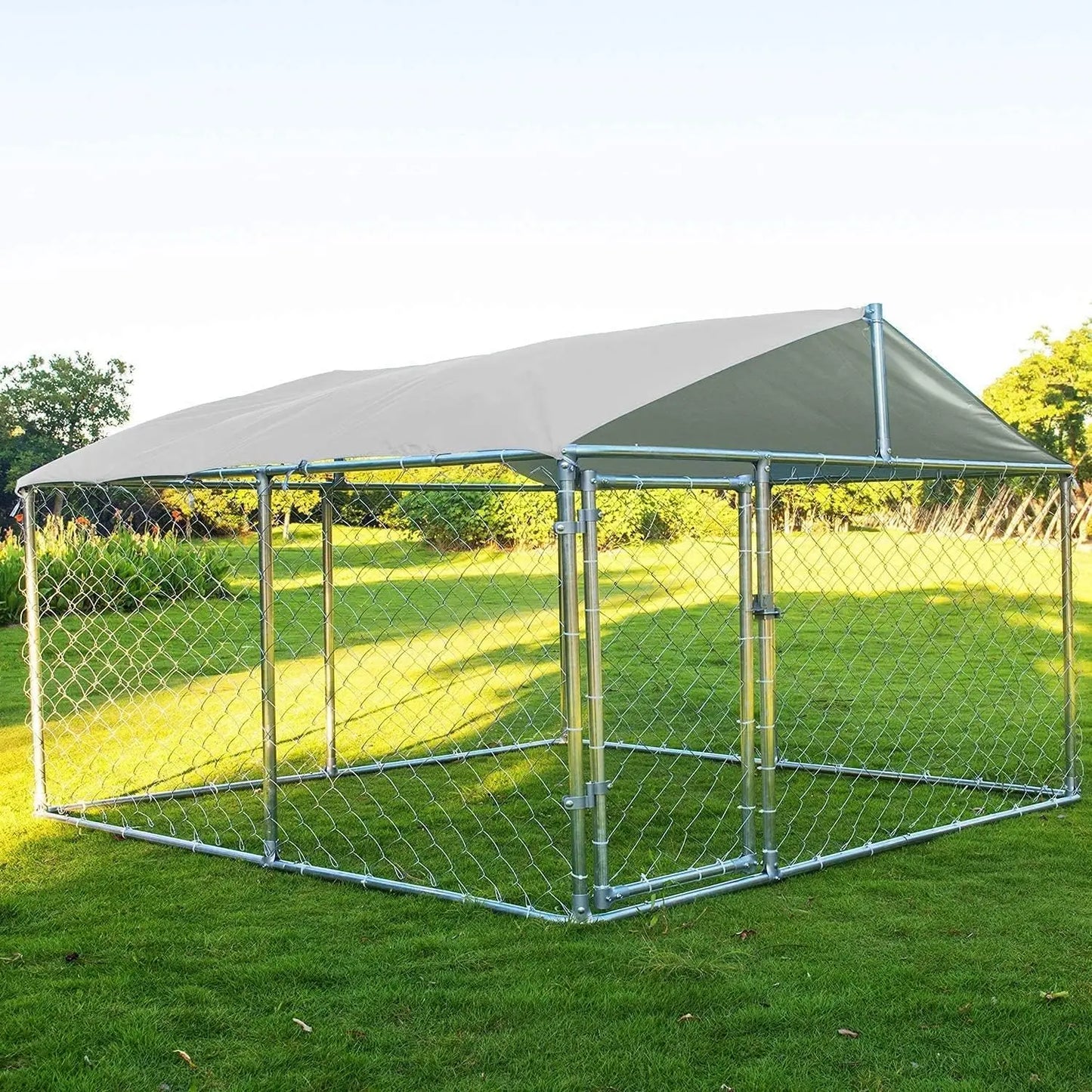 Extra Wide, Heavy-Duty, Outdoor Dog Kennel with Water-Resistant Cover