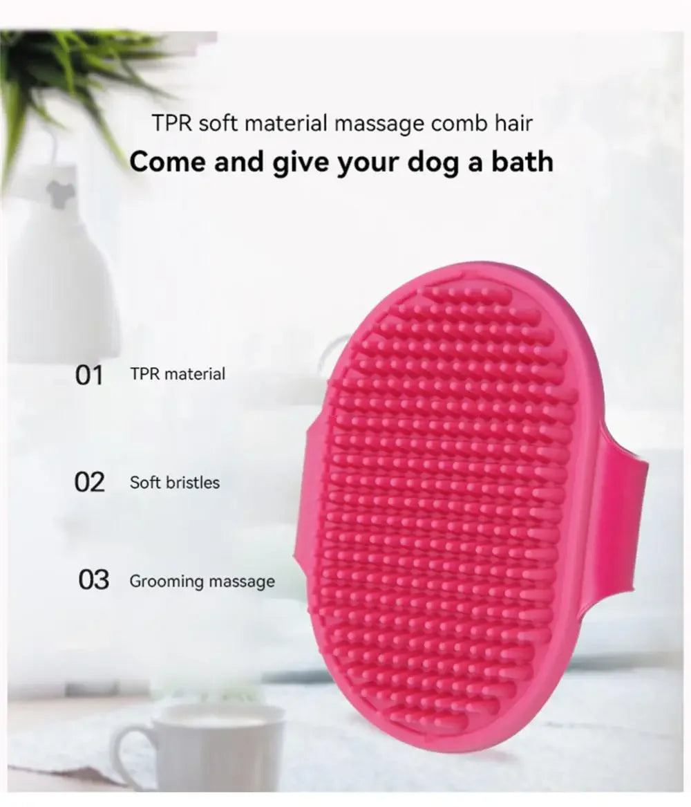 Soft Silicone, Dog Bath Massage Brush and Grooming Comb with Adjustable Wristband for Gentle Cleaning & Fur Care