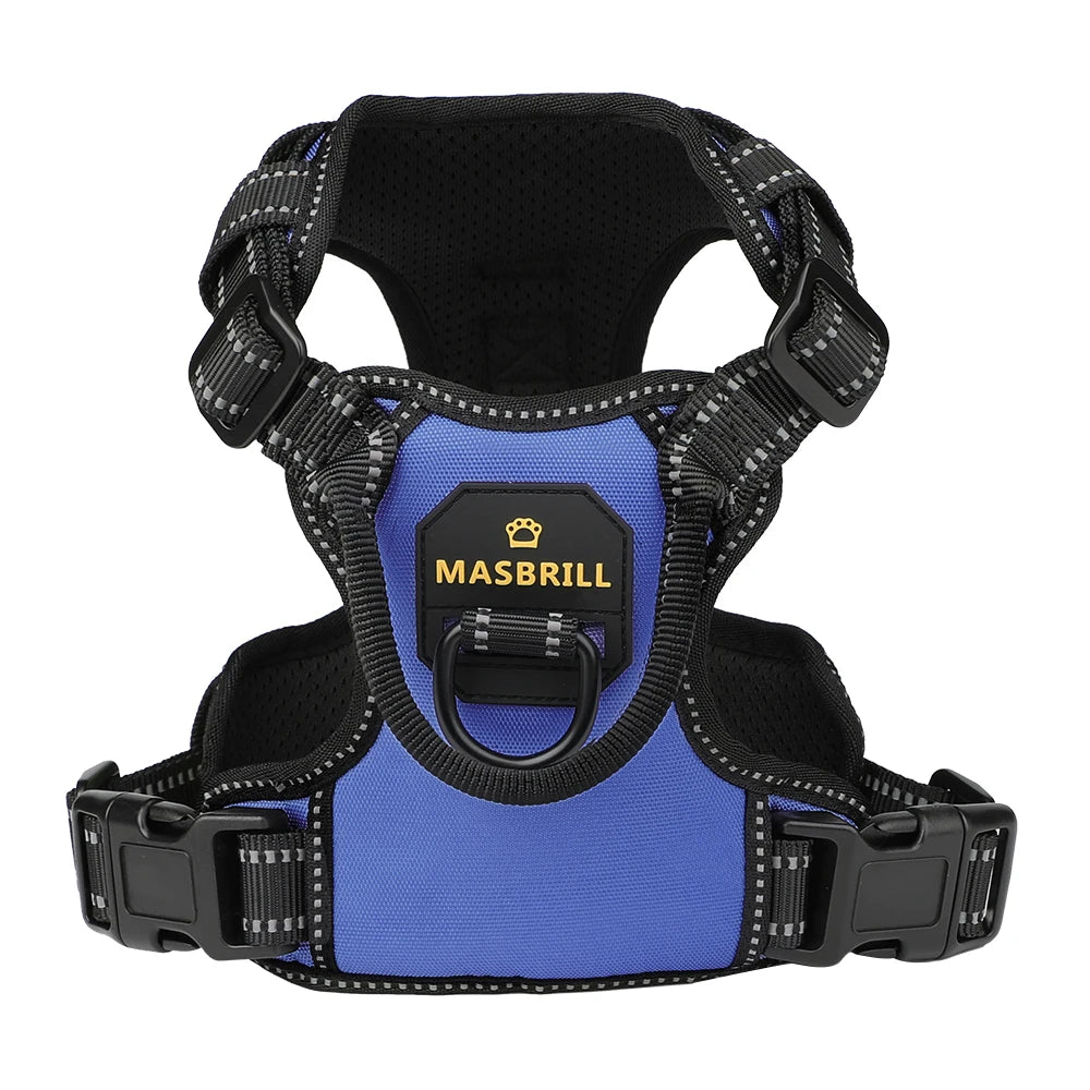 Masbrill No-Pull Adjustable Dog Harness with Reflective Straps & Optional Leash