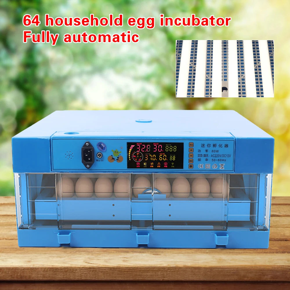 80W Automatic Egg Incubator with Digital Temperature Control – 64 Egg Capacity