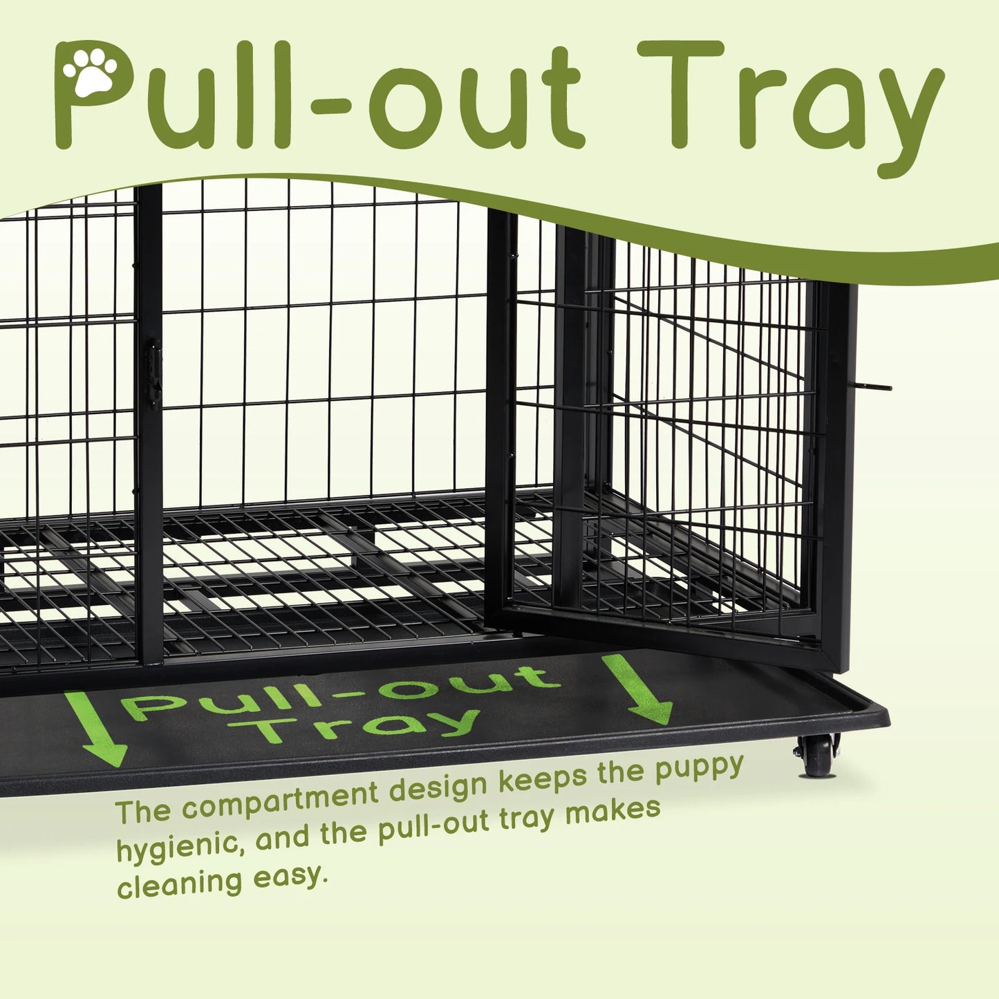 Heavy-Duty, Outdoor, 36" Dog Crate with Plastic Tray, for Large Dogs