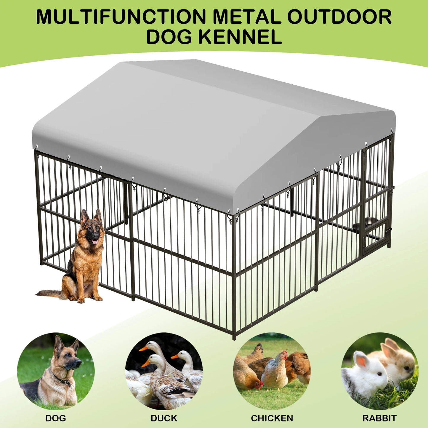 10 x 10 Ft Heavy-Duty Outdoor Dog Kennel with Roof