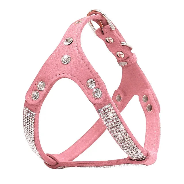 Rhinestone Suede Dog Harness for Small & Medium Breeds