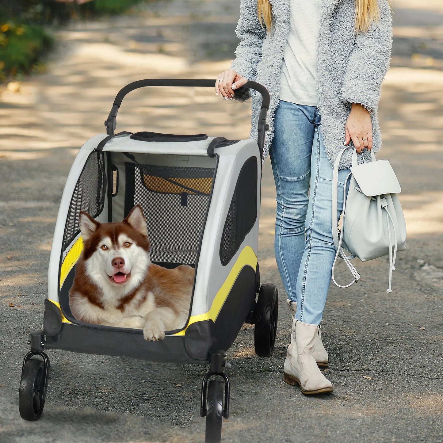 Heavy-Duty Foldable Pet Stroller for Medium & Large Dogs