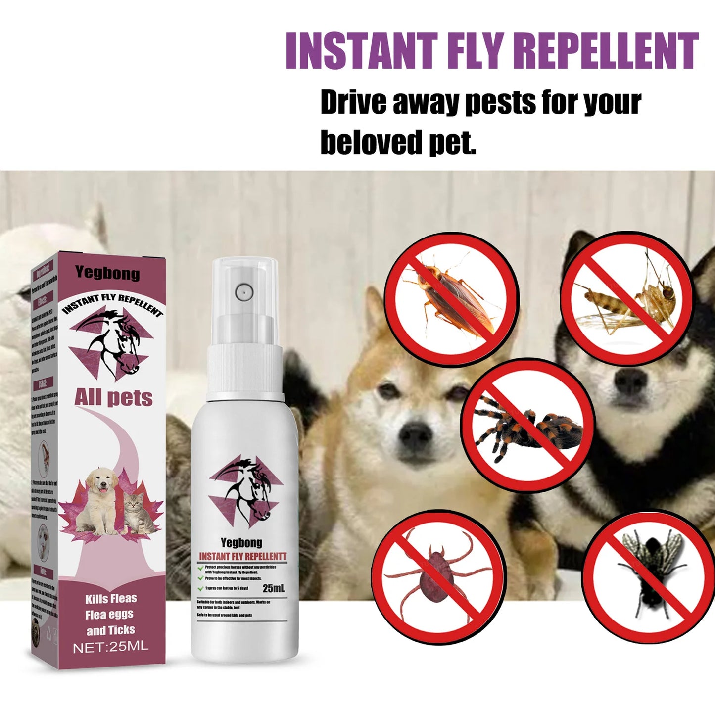 Pet Flea Tick and Mosquito Spray for Dogs Cats and Home