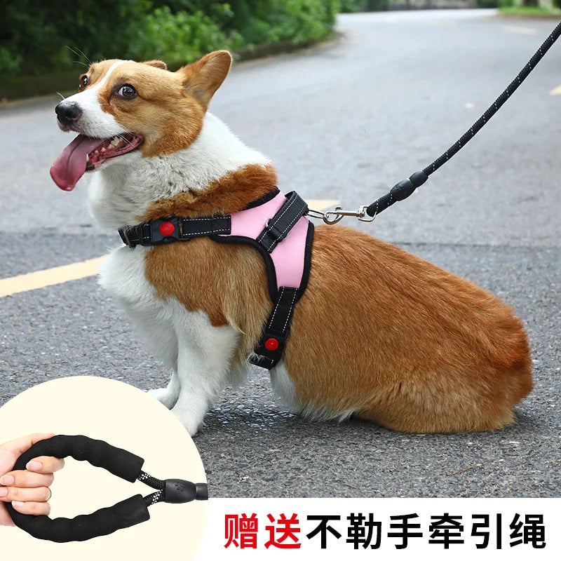 Adjustable, Reflective, Escape-Proof Dog Harness with Leash Set