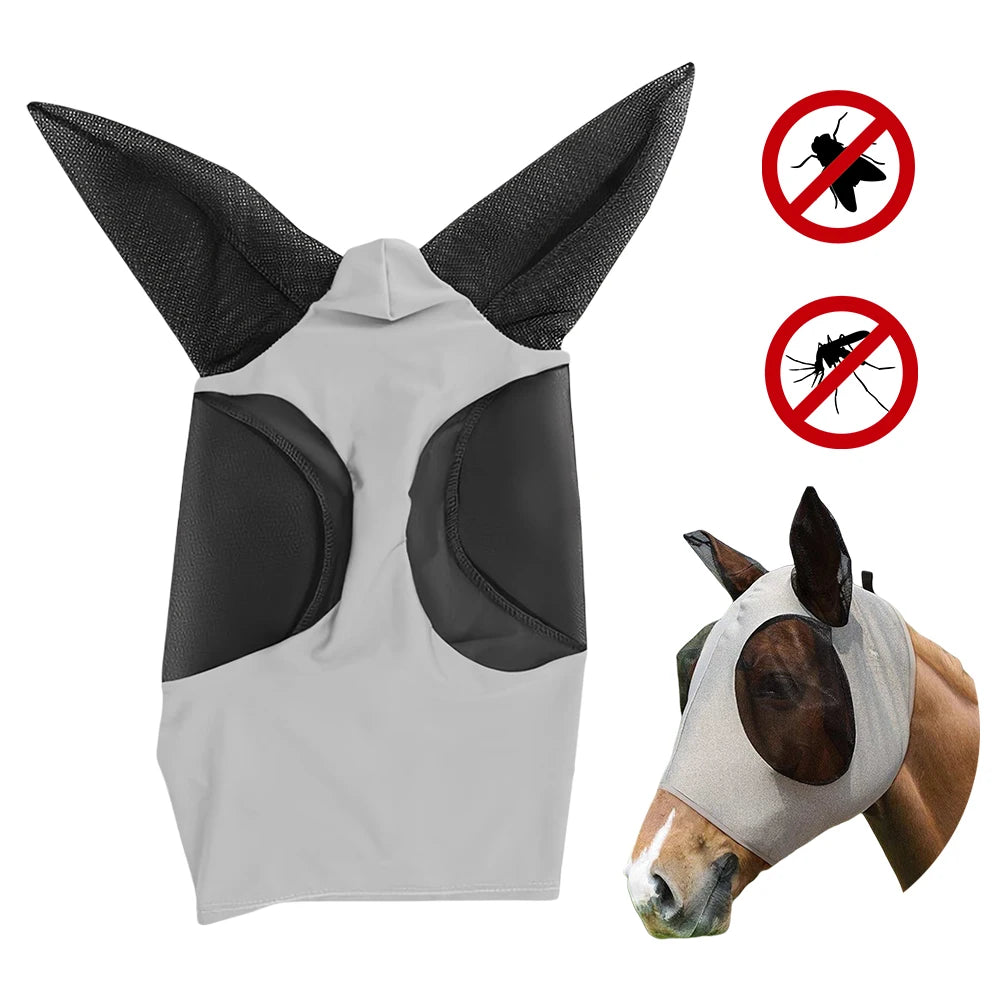 Anti-Mosquito Horse Face Mask with Mesh & Nasal Cover – Equestrian Protection Gear