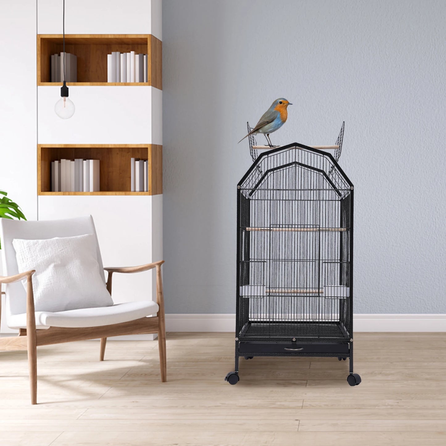 Large Parakeet, Canary & Finch Bird Cage with Stand – Flight Cage for Small & Medium Birds