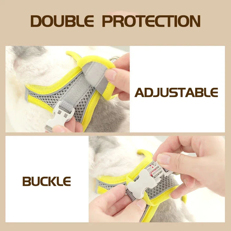 Cat, Kitten & Puppy Harness with Leash Set for Small Pets - Breathable, Adjustable, Reflective Harness Vest