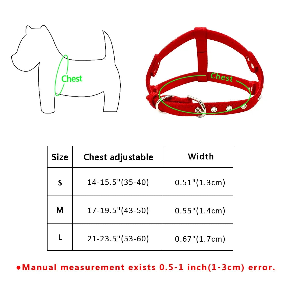 Rhinestone Suede Dog Harness for Small & Medium Breeds