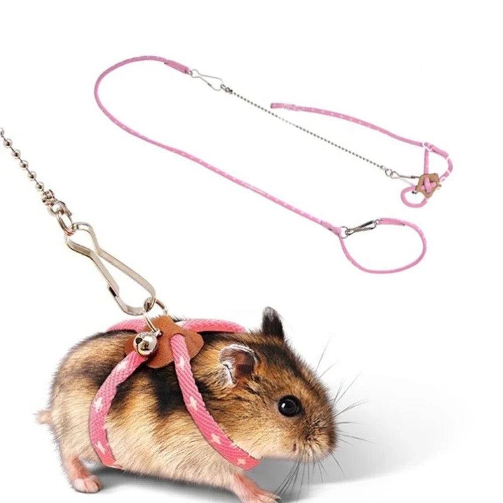 Soft, Adjustable, Anti-Bite Harness with Leash with Bell – Pet Leash for Birds, Parrots, Hamsters, Rats & Bunnies