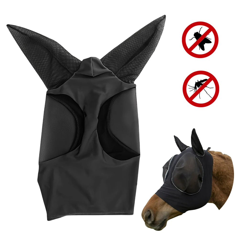 Anti-Mosquito Horse Face Mask with Mesh & Nasal Cover – Equestrian Protection Gear