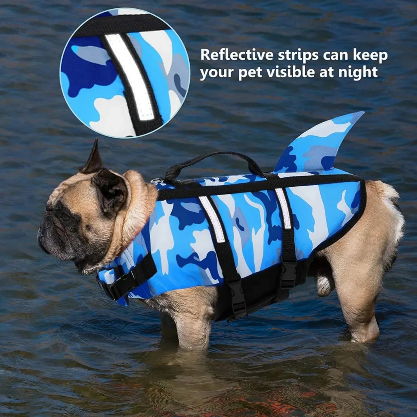 Camouflage Dog Life Jacket with Fin