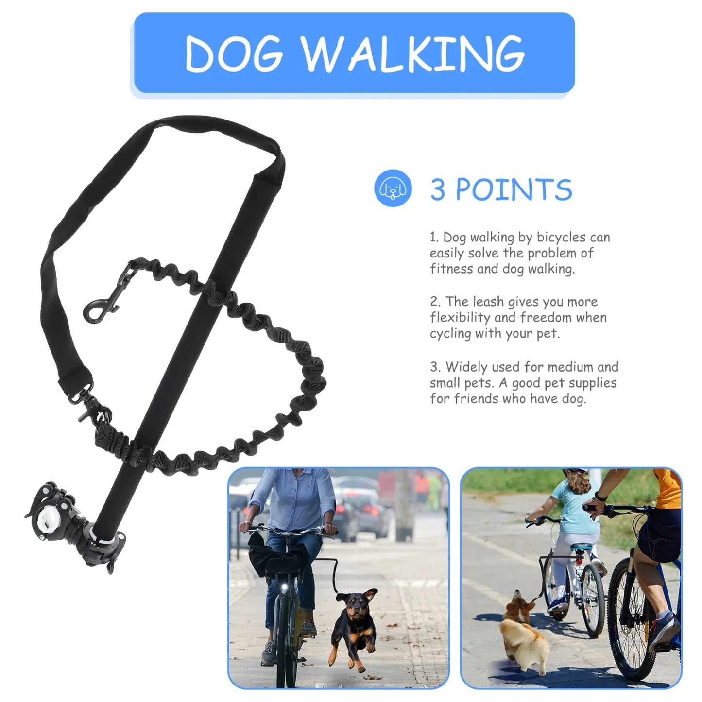 Hands-Free Bicycle Dog Leash – Metal Bike Attachment for Safe Outdoor Walks & Exercise