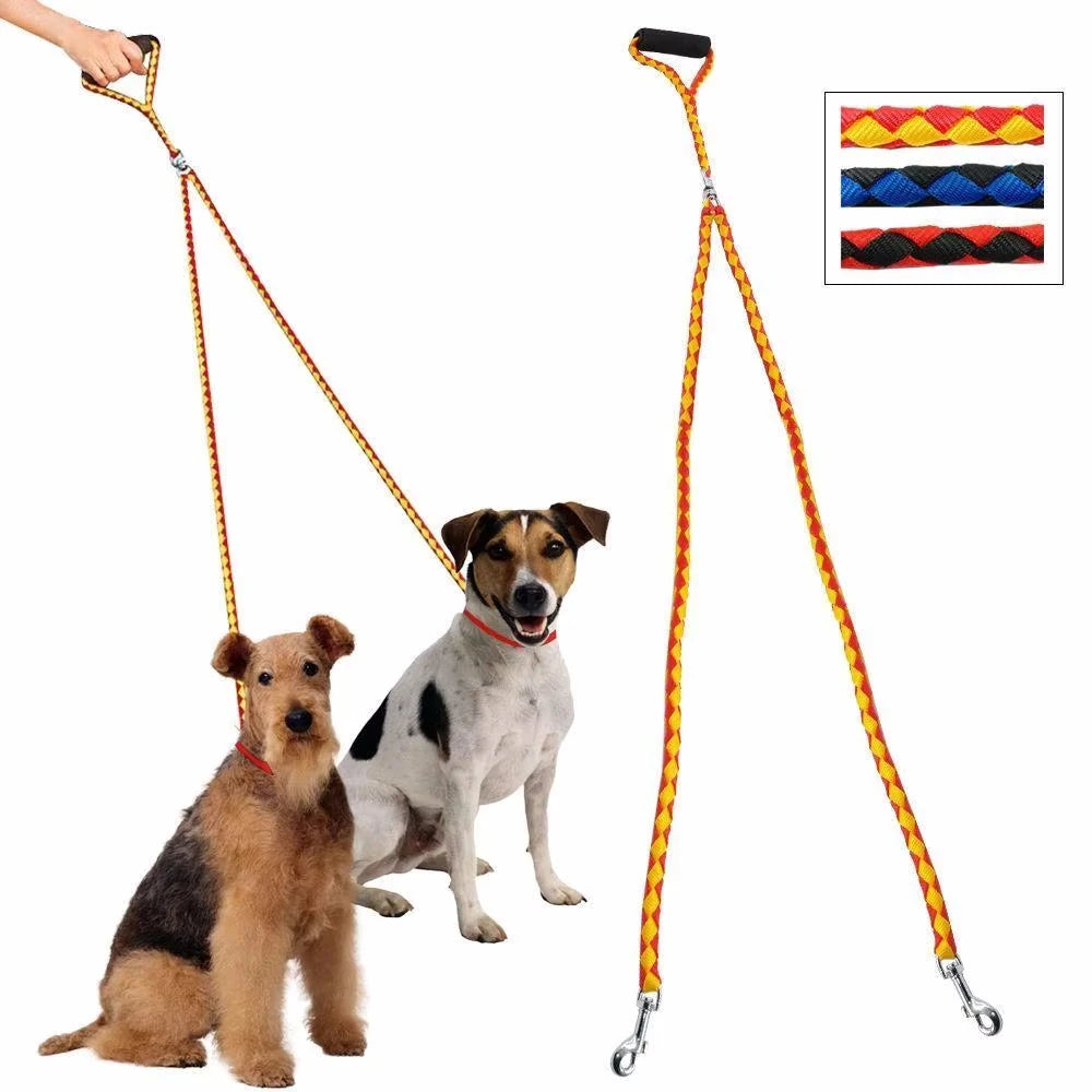 Double Dog Leash with 360° Rotating Tangle-Free Design