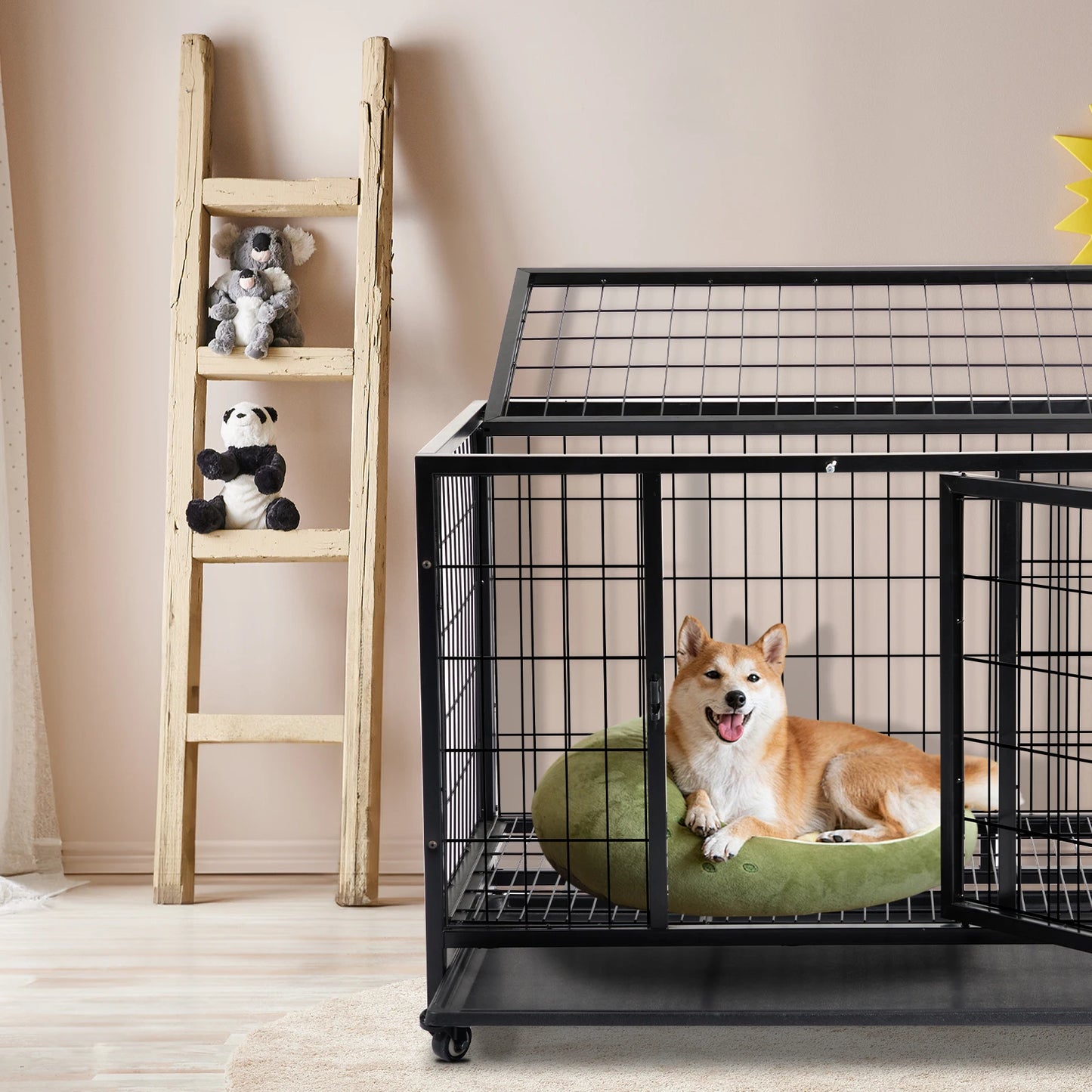 Heavy-Duty, Outdoor, 36" Dog Crate with Plastic Tray, for Large Dogs