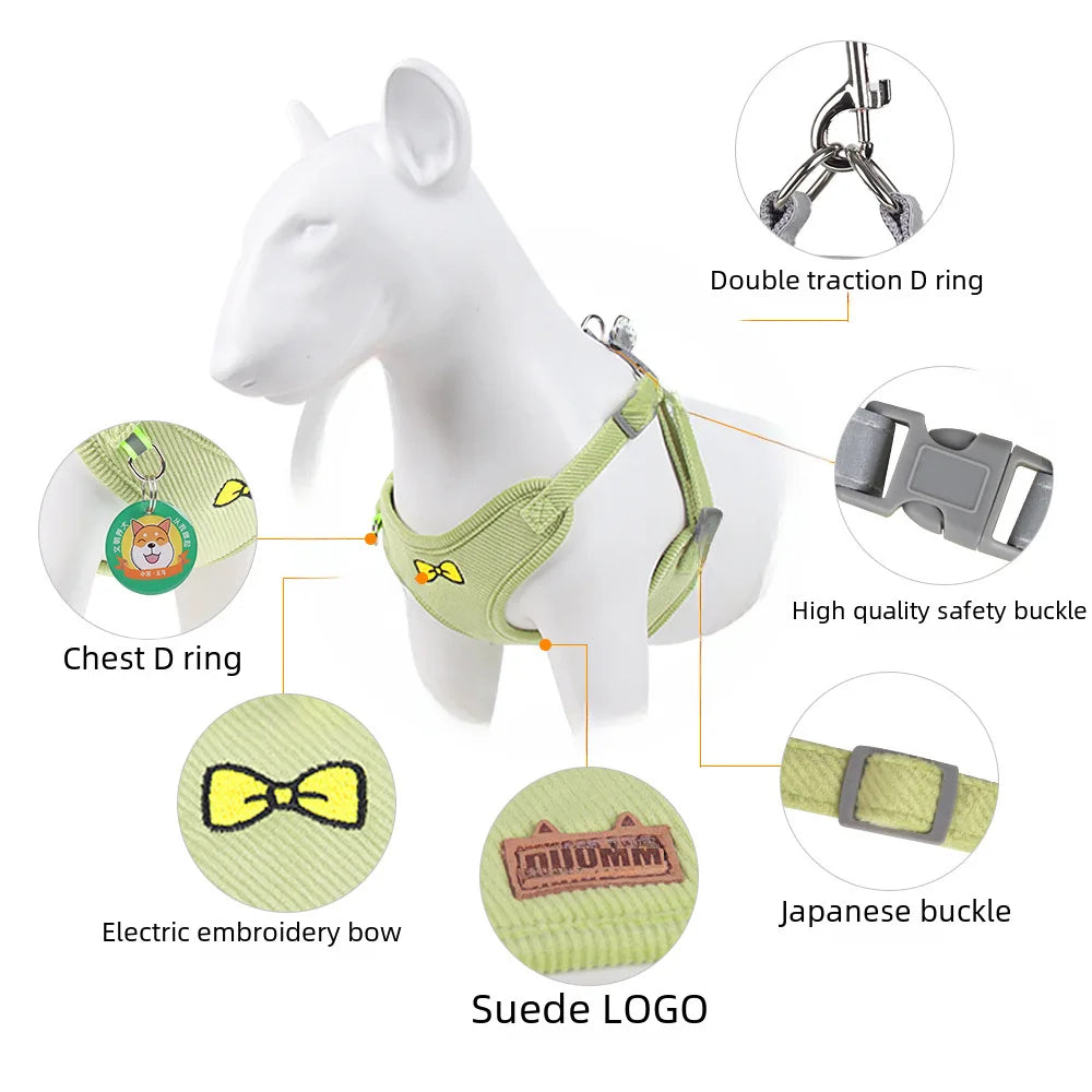 Reflective Dog Harness with Matching Leash for Small Dogs