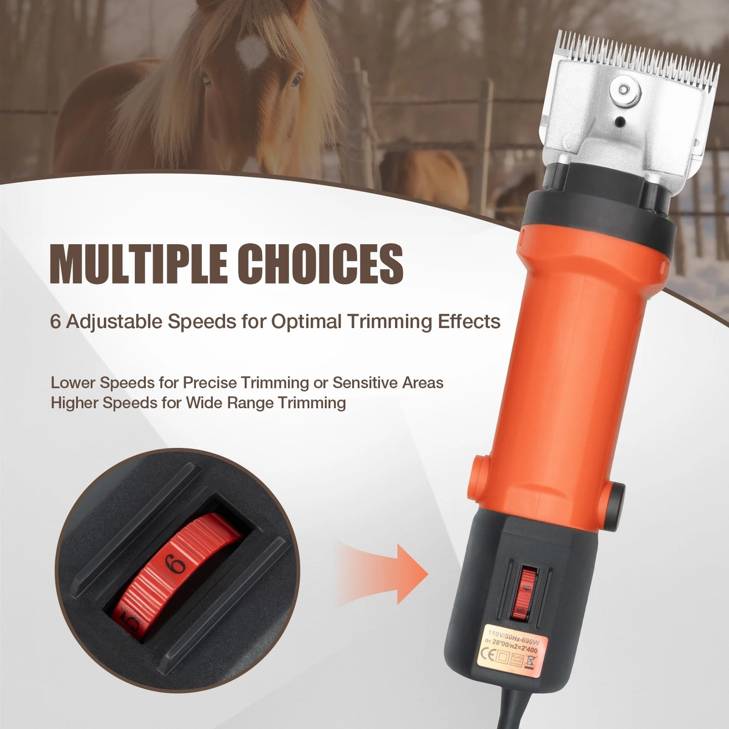 Heavy-Duty Electric Horse Clipper with Adjustable Speeds