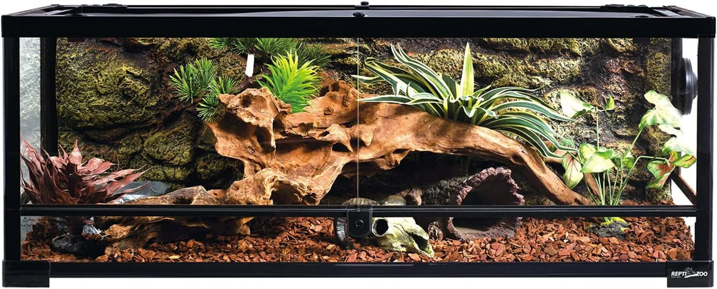 35-Gallon Glass Reptile Terrarium with Front Opening & Metal Frame for Tortoise Habitats