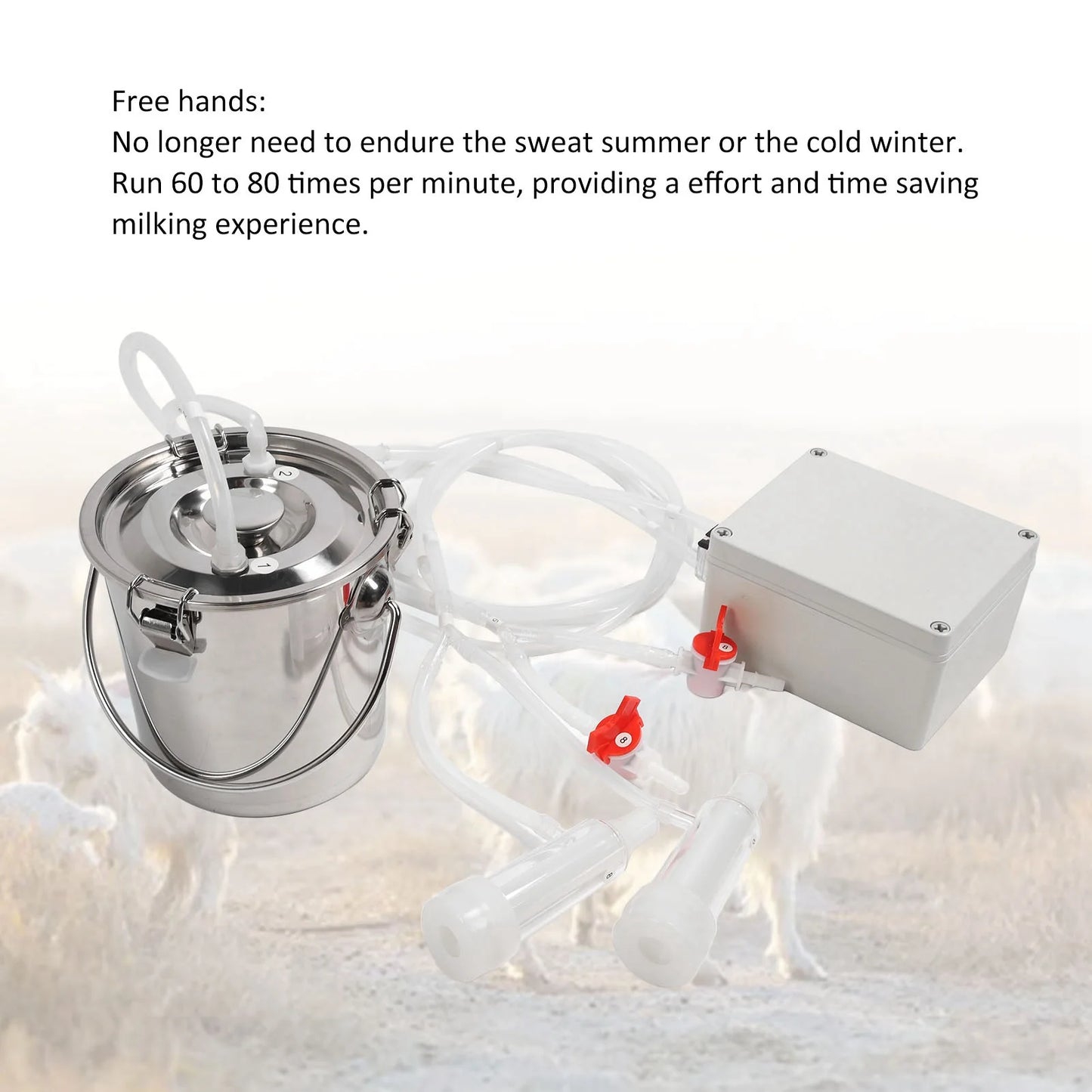 3L Portable Electric Milking Machine – Hands-Free Stainless Steel Bucket with Silicone Cup & Tube