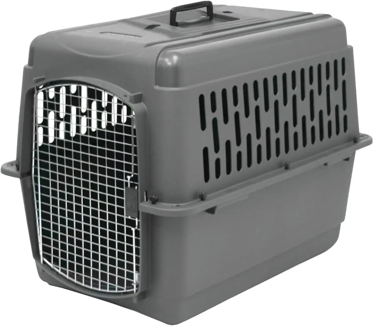 Large Dog Kennel for Air Travel with Side Vents for Ventilation - Dark Gray and Black