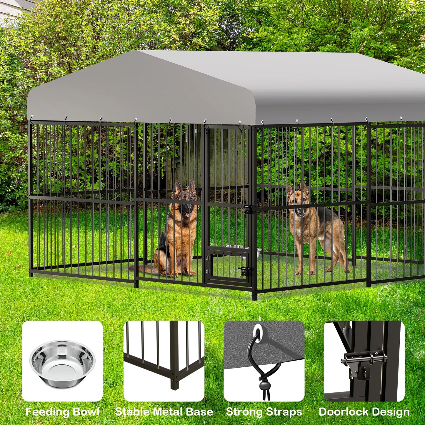 10 x 10 Ft Heavy-Duty Outdoor Dog Kennel with Roof