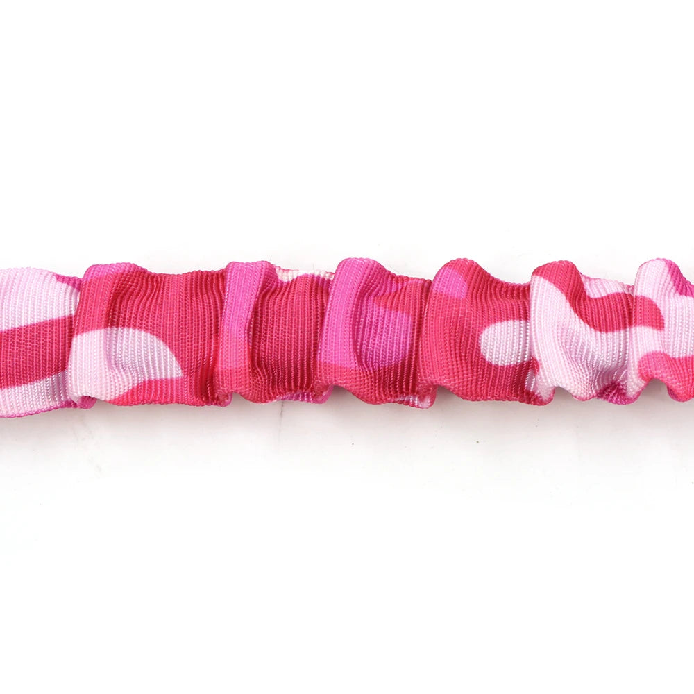 Pink Military Camouflage Tactical Dog Harness with Optional Adjustable Bungee Leash – Perfect for Medium and Large Dogs