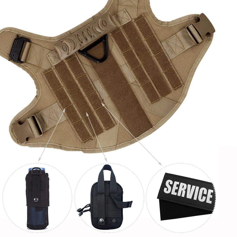 Military Dog Harness and Leash Set with Storage