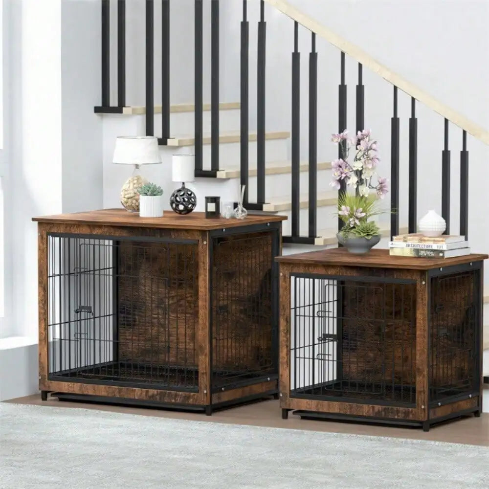 Wooden Dog Crate, End Table for Small & Large Dogs