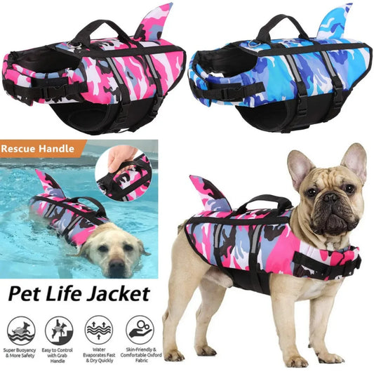 Camouflage Dog Life Jacket with Fin