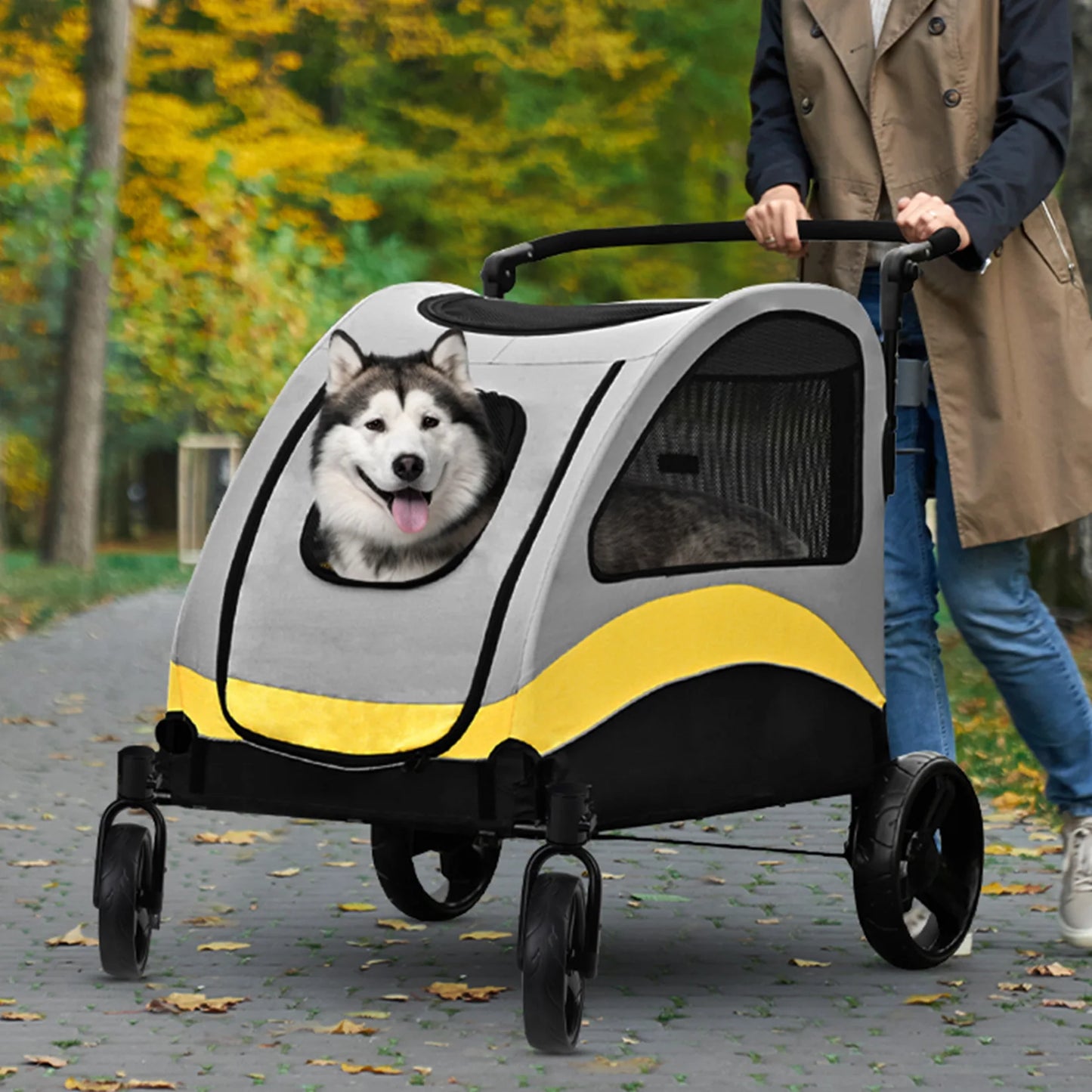 Heavy-Duty Foldable Pet Stroller for Medium & Large Dogs