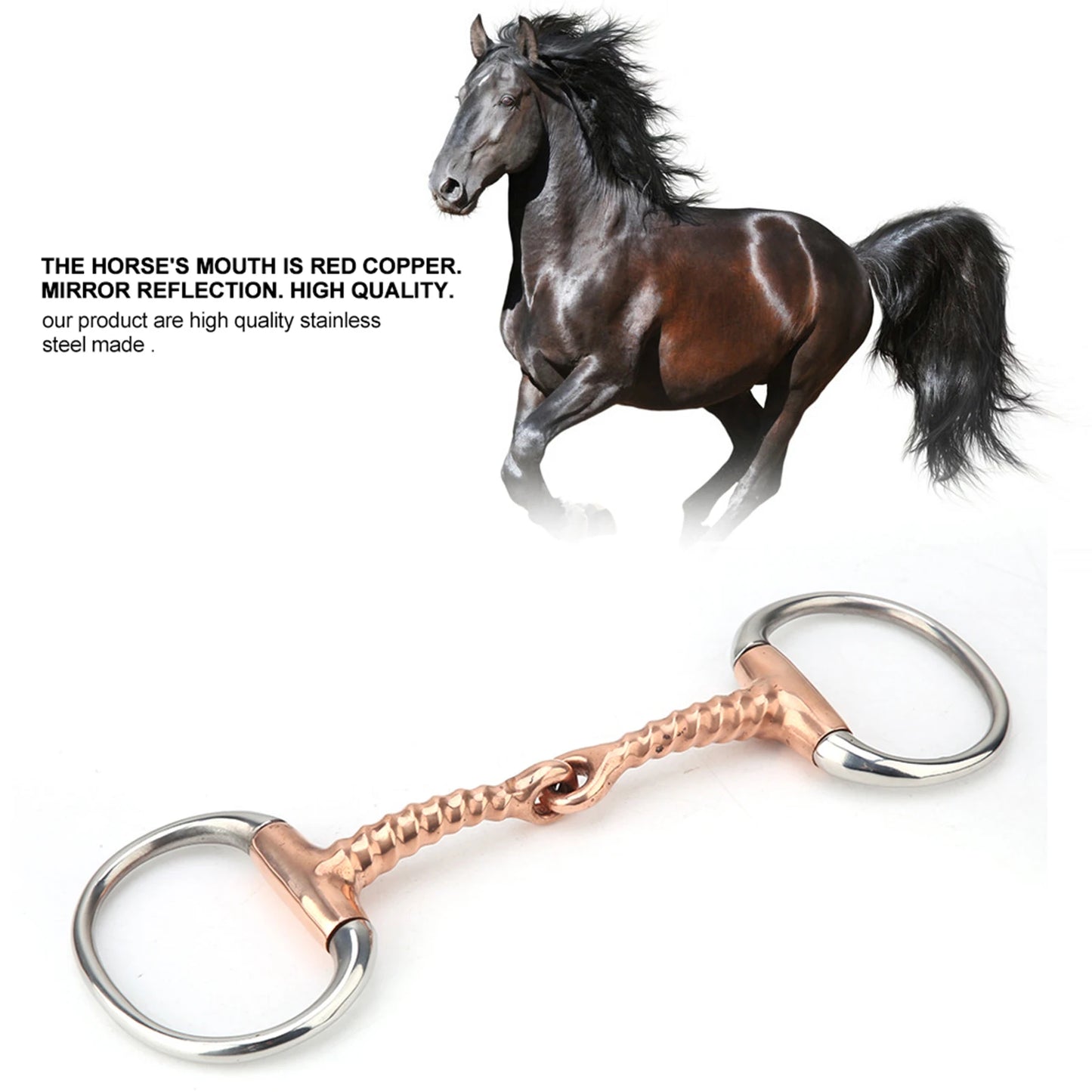 Horse Chew Bit - Stainless Steel Eggbutt Bit with Copper Corkscrew Mouth