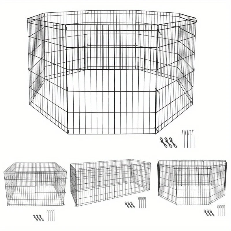 24" 8-Panel Dog Playpen Fence for Puppies & Small Pets