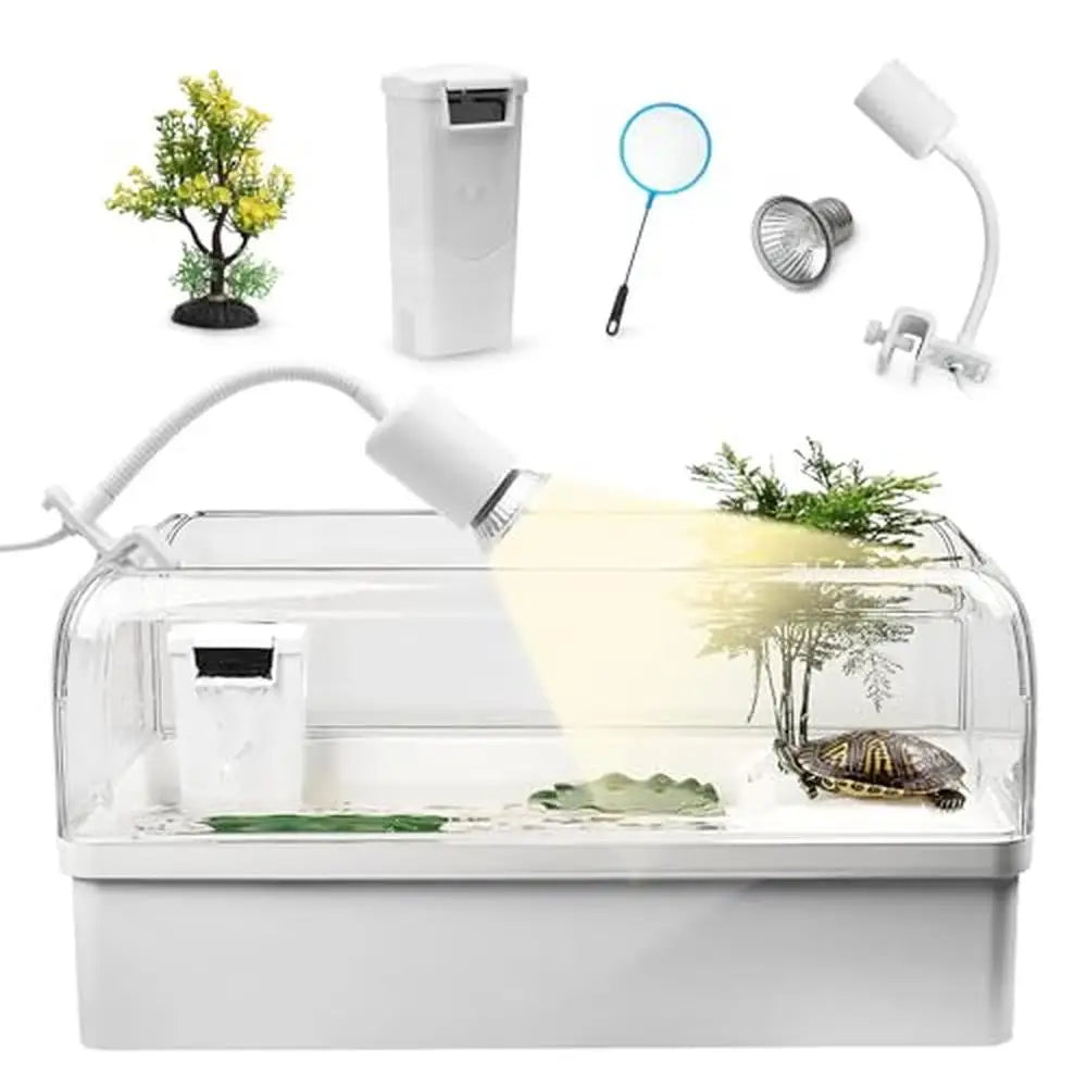 Aquatic Turtle Tank Habitat Kit with Basking Platform & Drainage