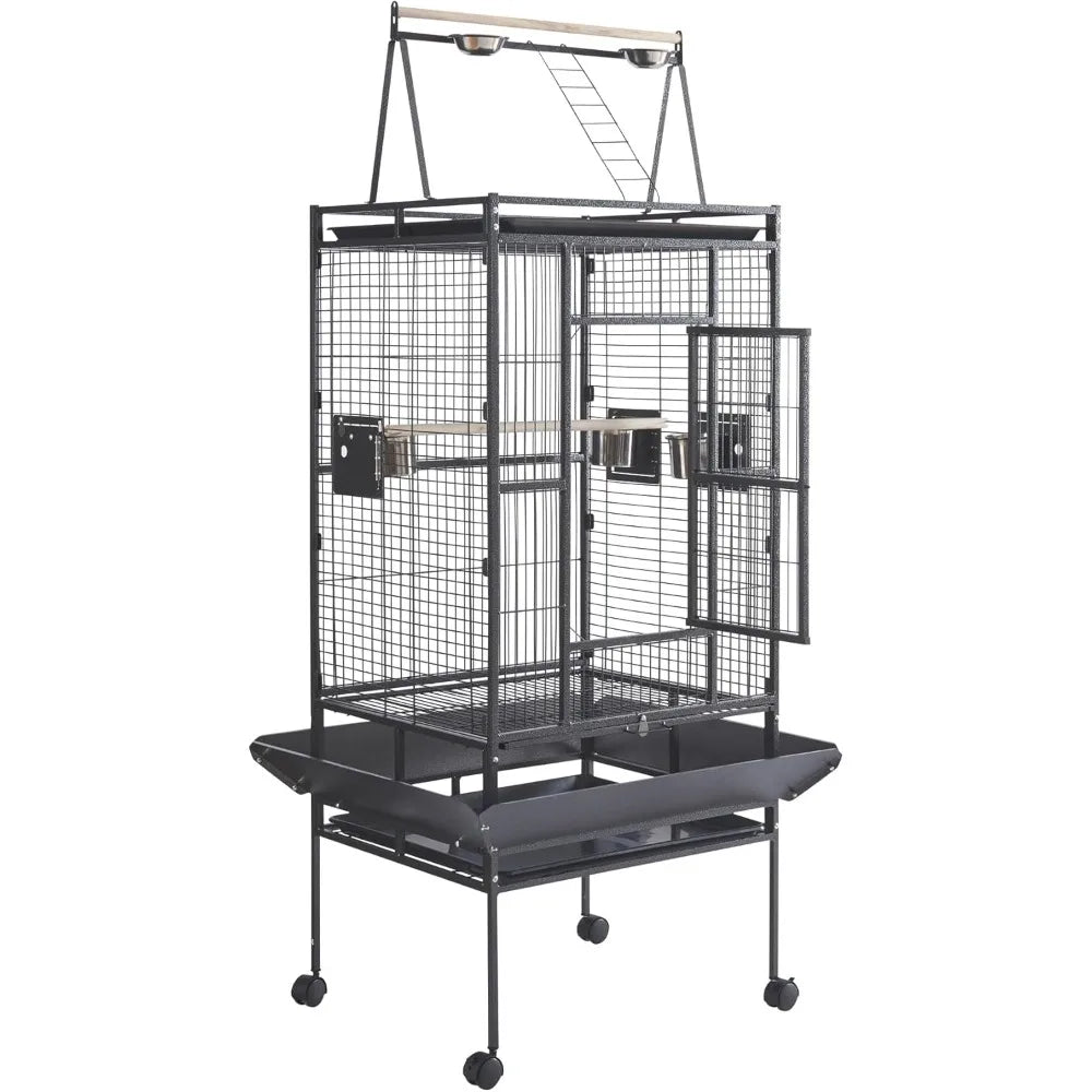 Large Metal Bird Cage with Rolling Stand for Parrots and Parakeets