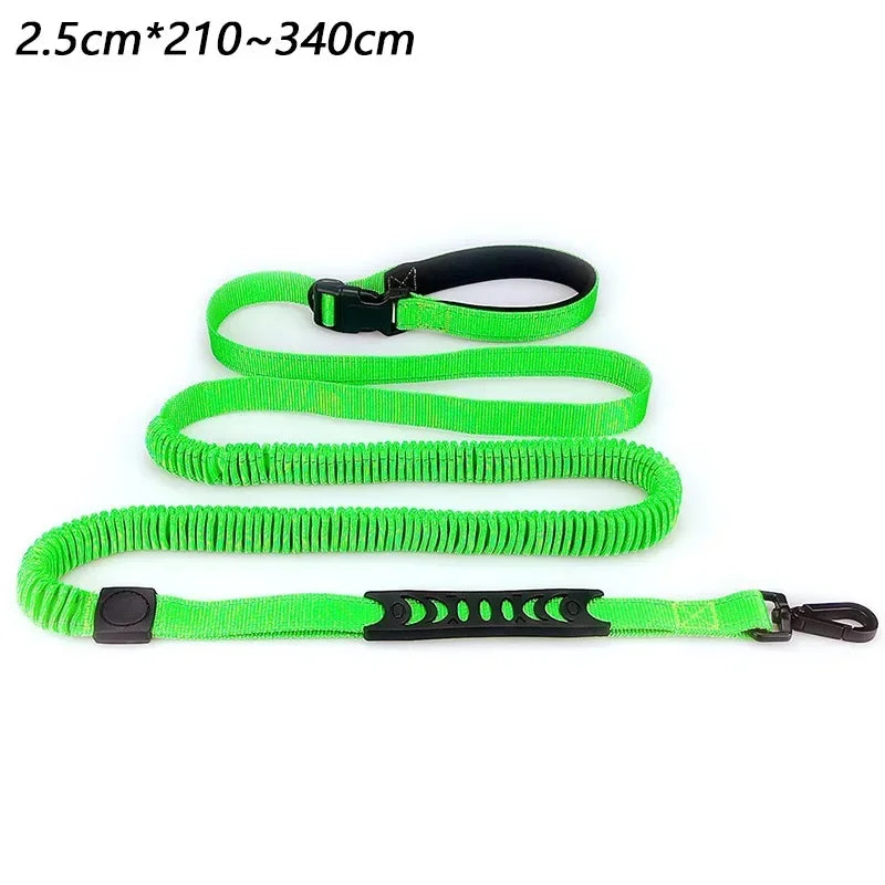 Hands-Free, Reflective, Bungee Styled Dog Leash with Waist Attachment