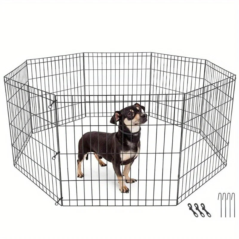 24" 8-Panel Dog Playpen Fence for Puppies & Small Pets