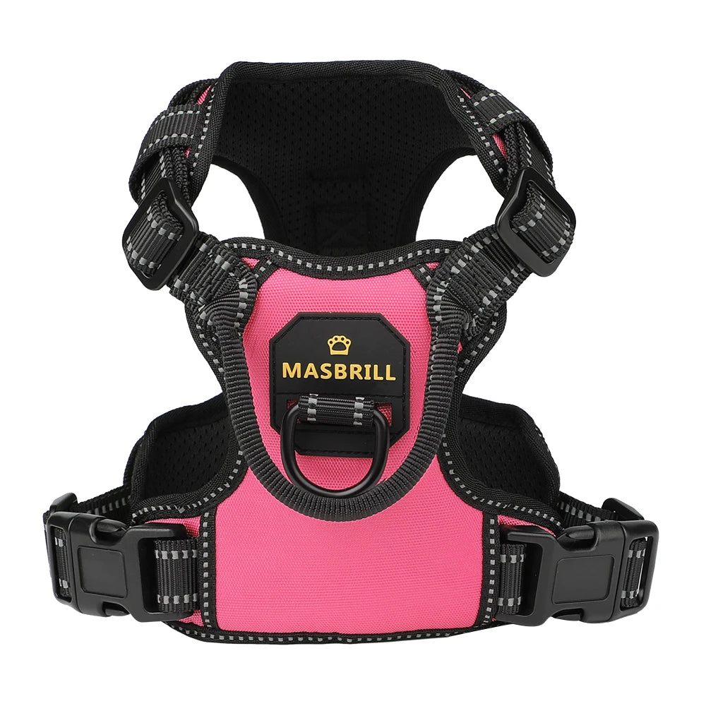 Masbrill No-Pull Adjustable Dog Harness with Reflective Straps & Optional Leash