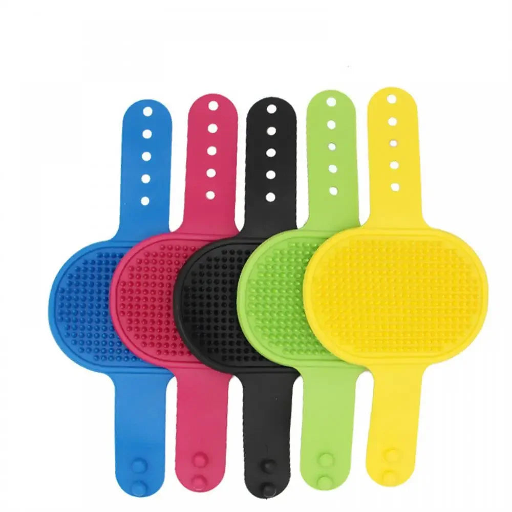 Soft Silicone, Dog Bath Massage Brush and Grooming Comb with Adjustable Wristband for Gentle Cleaning & Fur Care