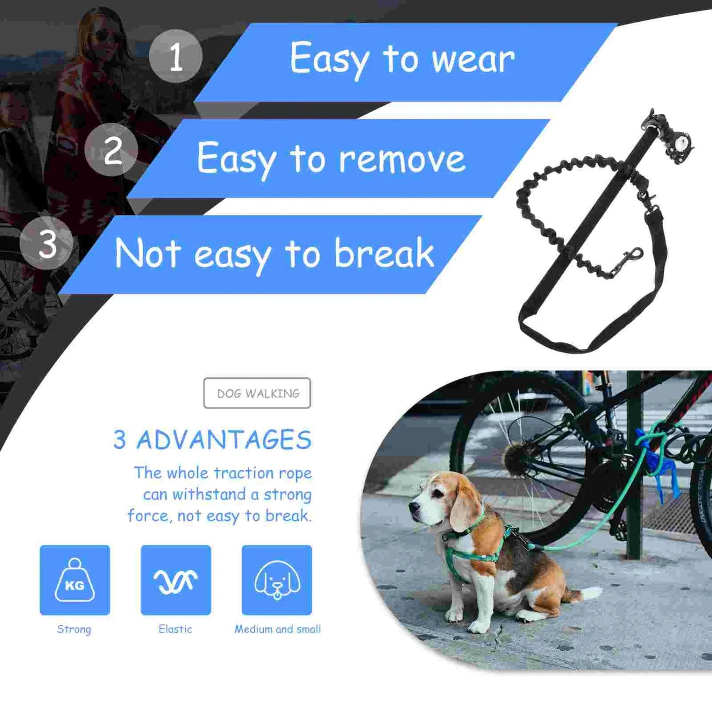 Hands-Free Bicycle Dog Leash – Metal Bike Attachment for Safe Outdoor Walks & Exercise